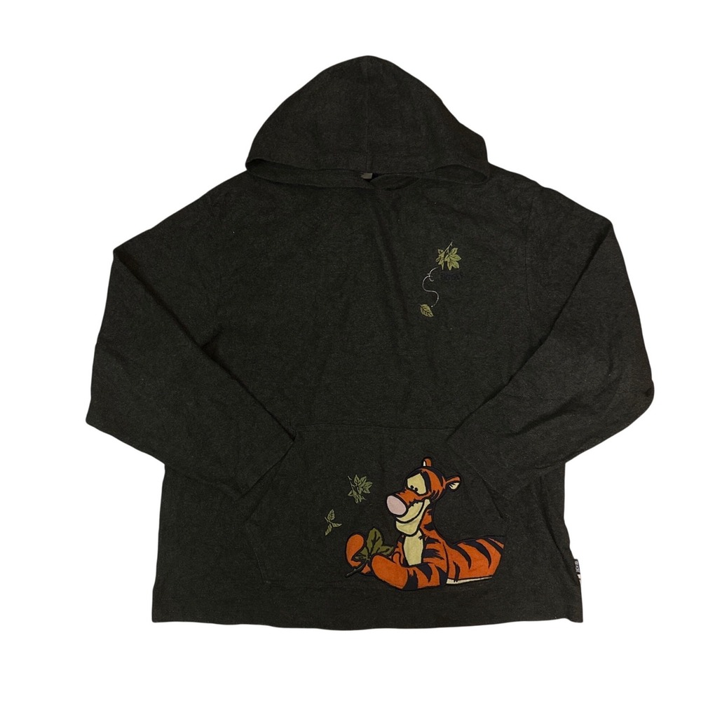 Disney Pooh Authentic Collection Tigger Hoodie Charcoal Gray Large Pullover